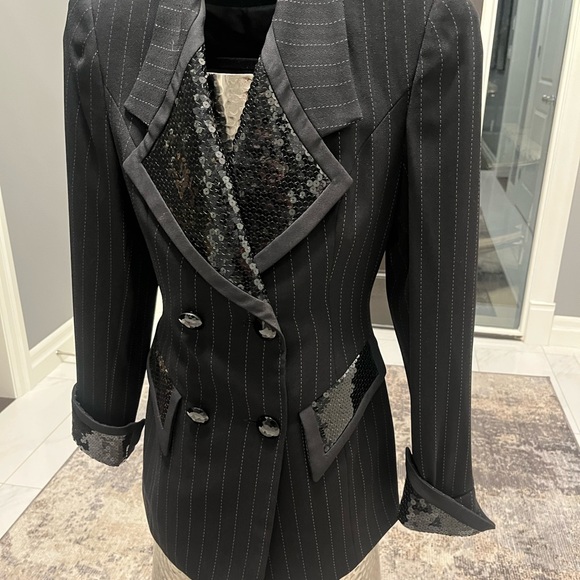 Lillie Rubin pin stripe holiday blazer size 4 1990 does 1970s vintage - Picture 2 of 16